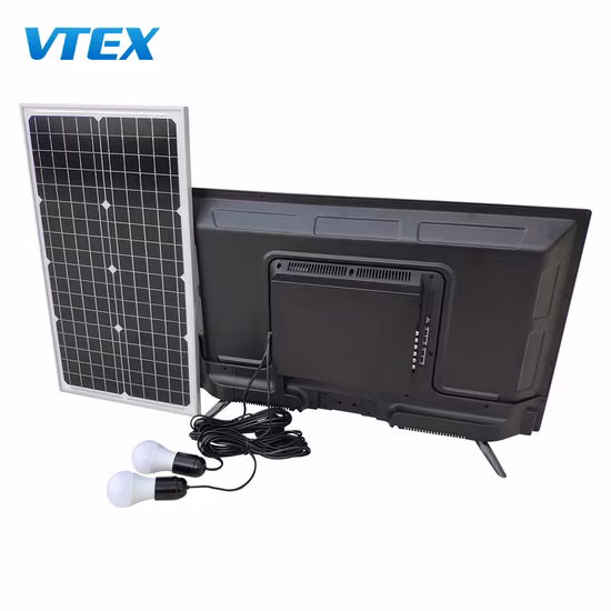 2020 리튬 배터리 LED 모니터 DC12V 태양열 TV가 장착된 휴대용 태양 에너지 태양 전지 패널